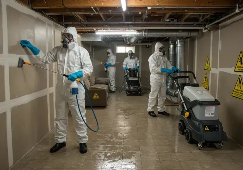 Basement Moisture Removal and Structural Drying process in Bushyhead, OK